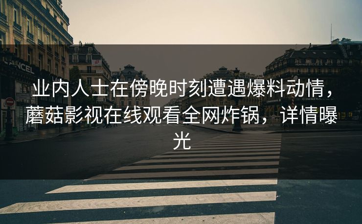 业内人士在傍晚时刻遭遇爆料动情，蘑菇影视在线观看全网炸锅，详情曝光