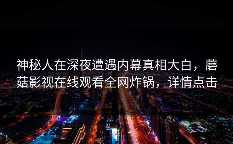 神秘人在深夜遭遇内幕真相大白，蘑菇影视在线观看全网炸锅，详情点击