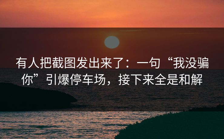 有人把截图发出来了:一句“我没骗你”引爆停车场,接下来全是和解